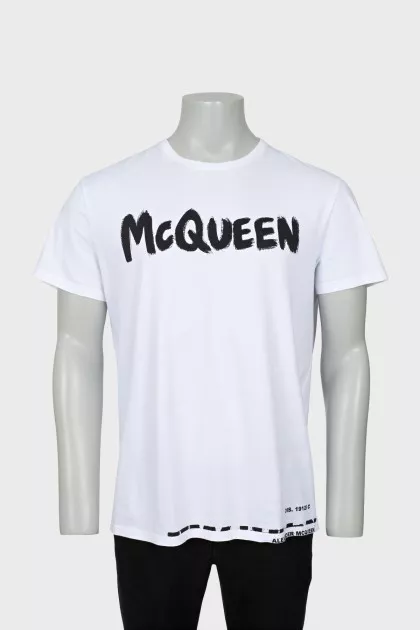 Men's white T-shirt with brand logo