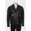 Men's leather jacket with pockets