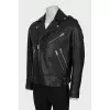 Men's leather jacket with pockets