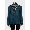 Silk blouse with lace at the collar