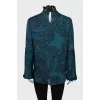 Silk blouse with lace at the collar