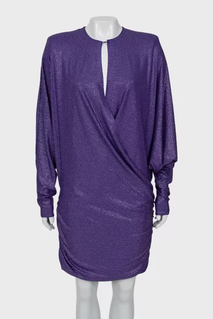Dress decorated with rhinestones with drapery
