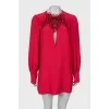 Silk mini dress with decor