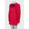 Silk mini dress with decor