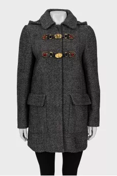A-line wool coat with hood