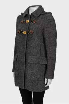 A-line wool coat with hood
