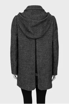A-line wool coat with hood