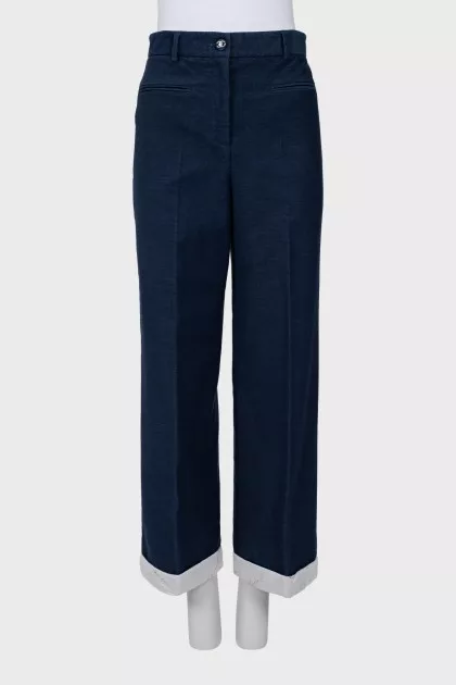 Denim trousers with rolls