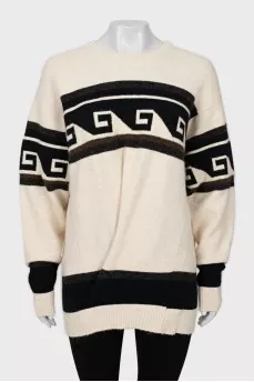 Slim fit sweater in abstract print