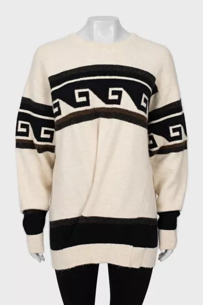 Slim fit sweater in abstract print