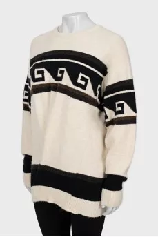 Slim fit sweater in abstract print