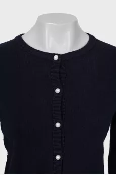 Cropped blue cardigan with ruffles