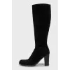 Suede high heel boots