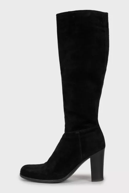 Suede high heel boots
