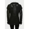 Knitted sweater decorated with rhinestones
