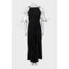 Black maxi dress with puff sleeves