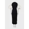 Black maxi dress with puff sleeves