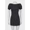 Black mini dress with white polka dots