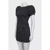 Black mini dress with white polka dots