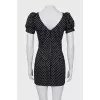 Black mini dress with white polka dots