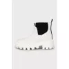 Two-tone boots with chunky soles