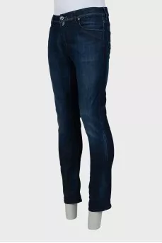 Men's dark blue skinny fit jeans