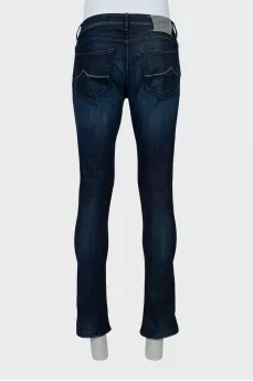 Men's dark blue skinny fit jeans