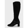 Suede boots with gold zipper