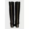 Suede boots with gold zipper