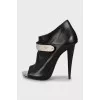 Open toe leather ankle boots