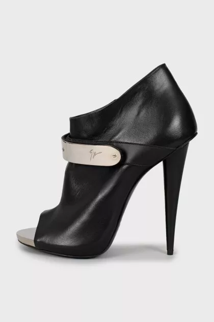 Open toe leather ankle boots