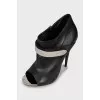Open toe leather ankle boots