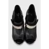 Open toe leather ankle boots