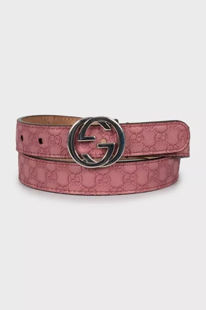 Pink embossed belt