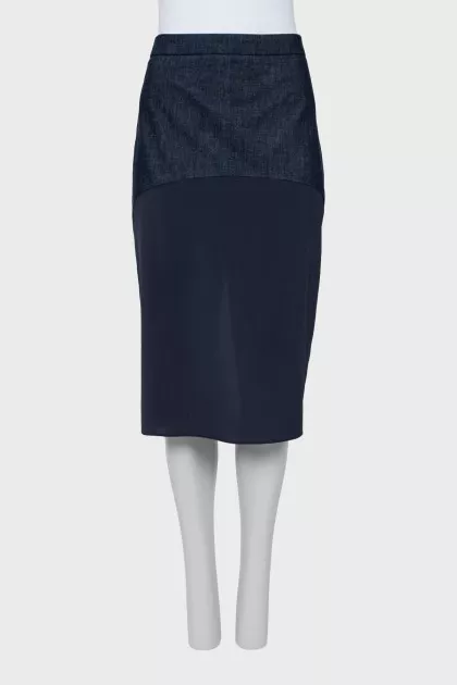 Cotton and silk straight skirt