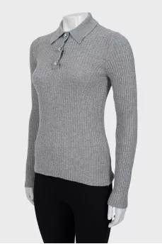 Ribbed jumper with decorated buttons