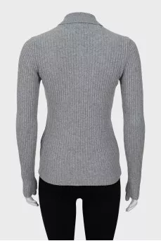 Ribbed jumper with decorated buttons