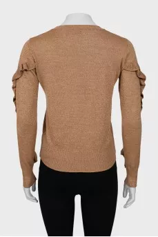 Sweater with embroidery and ruffles