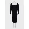 Ribbed dress with square neckline