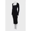Ribbed dress with square neckline