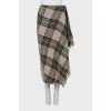 Wrap skirt with check print