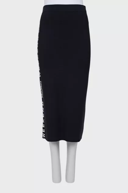 Knitted midi skirt with signature logo