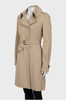 Cropped trench coat with belt