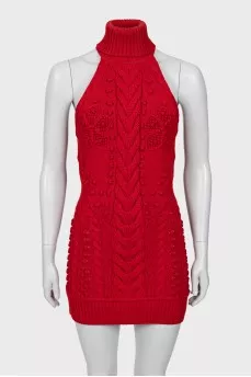 Sleeveless knitted mini dress