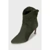 Green suede ankle boots