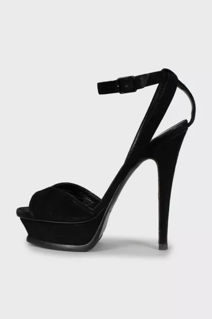 Suede high heel sandals