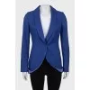 Blue jacket extended at the back