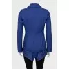 Blue jacket extended at the back