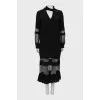 Maxi dress with tie and lace