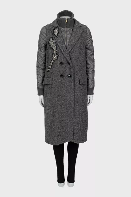 Gray quilted jacket with vest